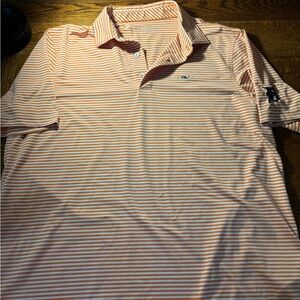 Vineyard Vines Detroit Tigers Orange Striped Performance Polo Golf Shirt, L